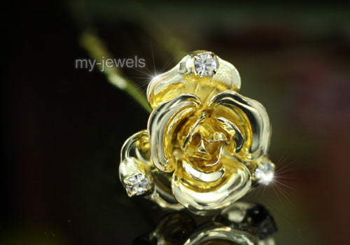 pcs X Bridal 3D Rose Crystal Gold Pla Hair Pins P1145  